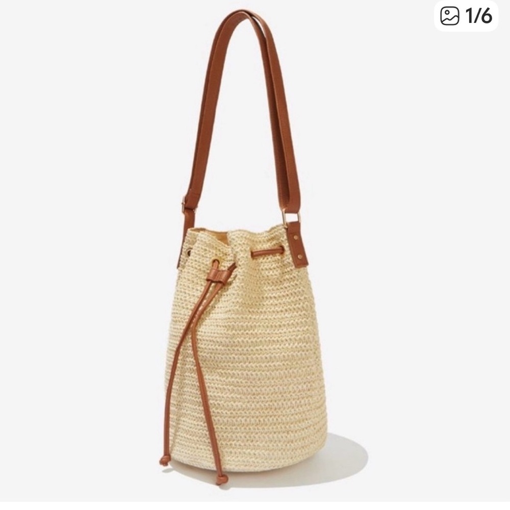 Montce Elegant Cream,Tan  and Brown Women's shoulder and/or Crossbody Bucket Bag